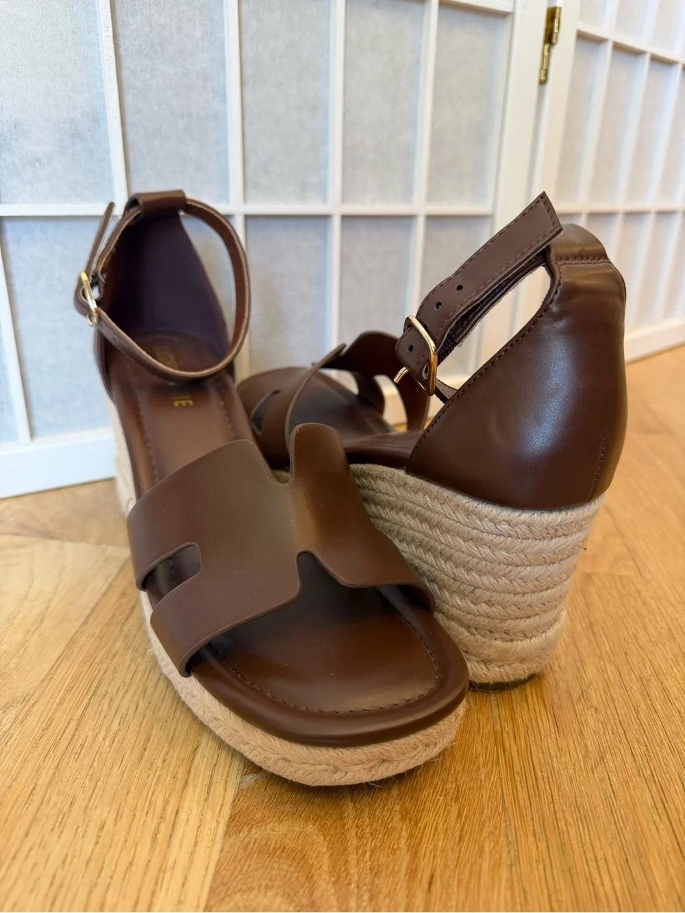 Women’s Brown Platform Espadrille Sandals with Ankle Strap